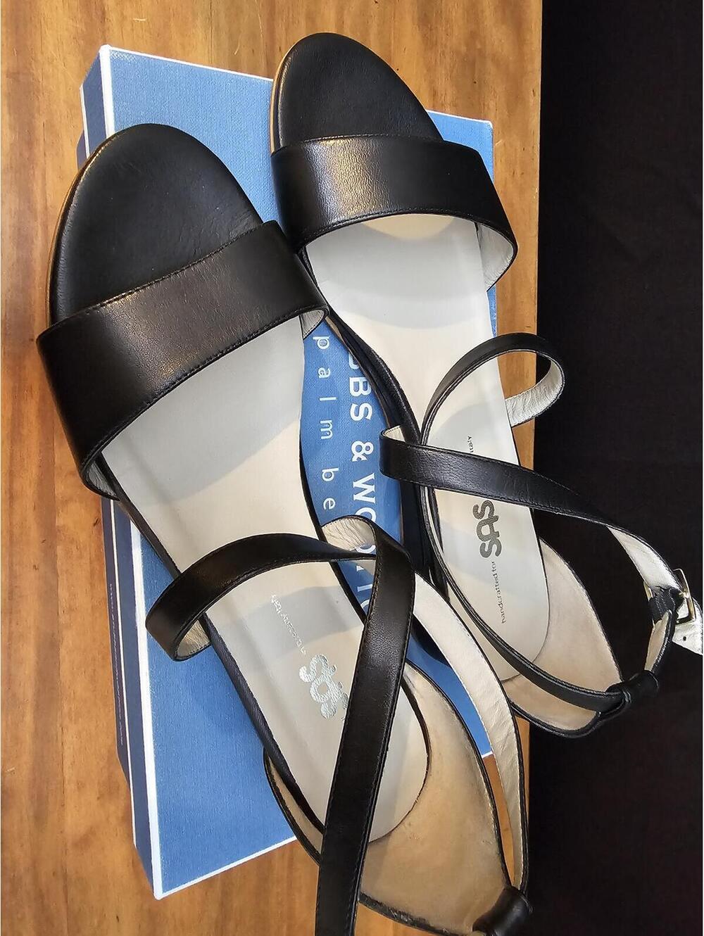 SAS Sandals Shoes Black Womens Size 11 Italy Ankle Strap